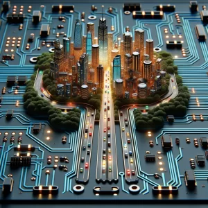 integrated circuit on a circuit board city